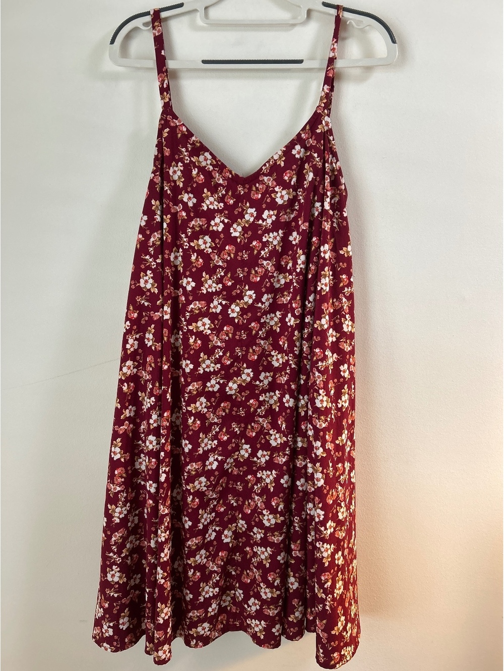 Motherhood Maternity Floral Spaghetti Strap Dress XL Burgundy